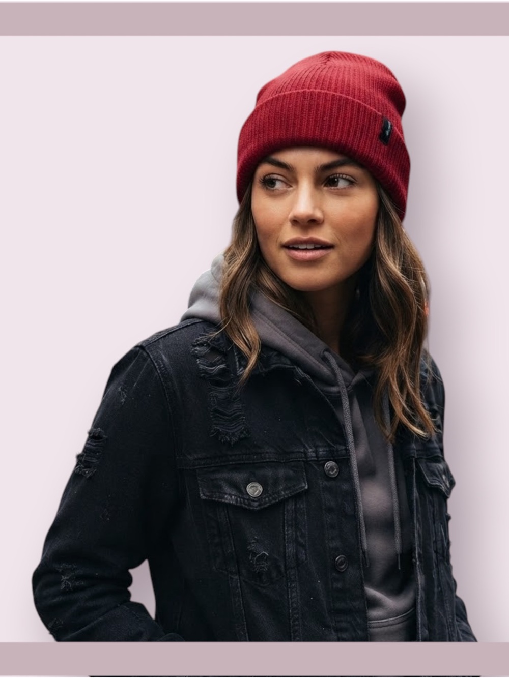 Brixton Heist Cherry Red Rib Knit Beanie